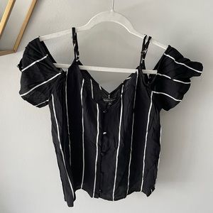 Pacsun black stripe open shoulder top size S
